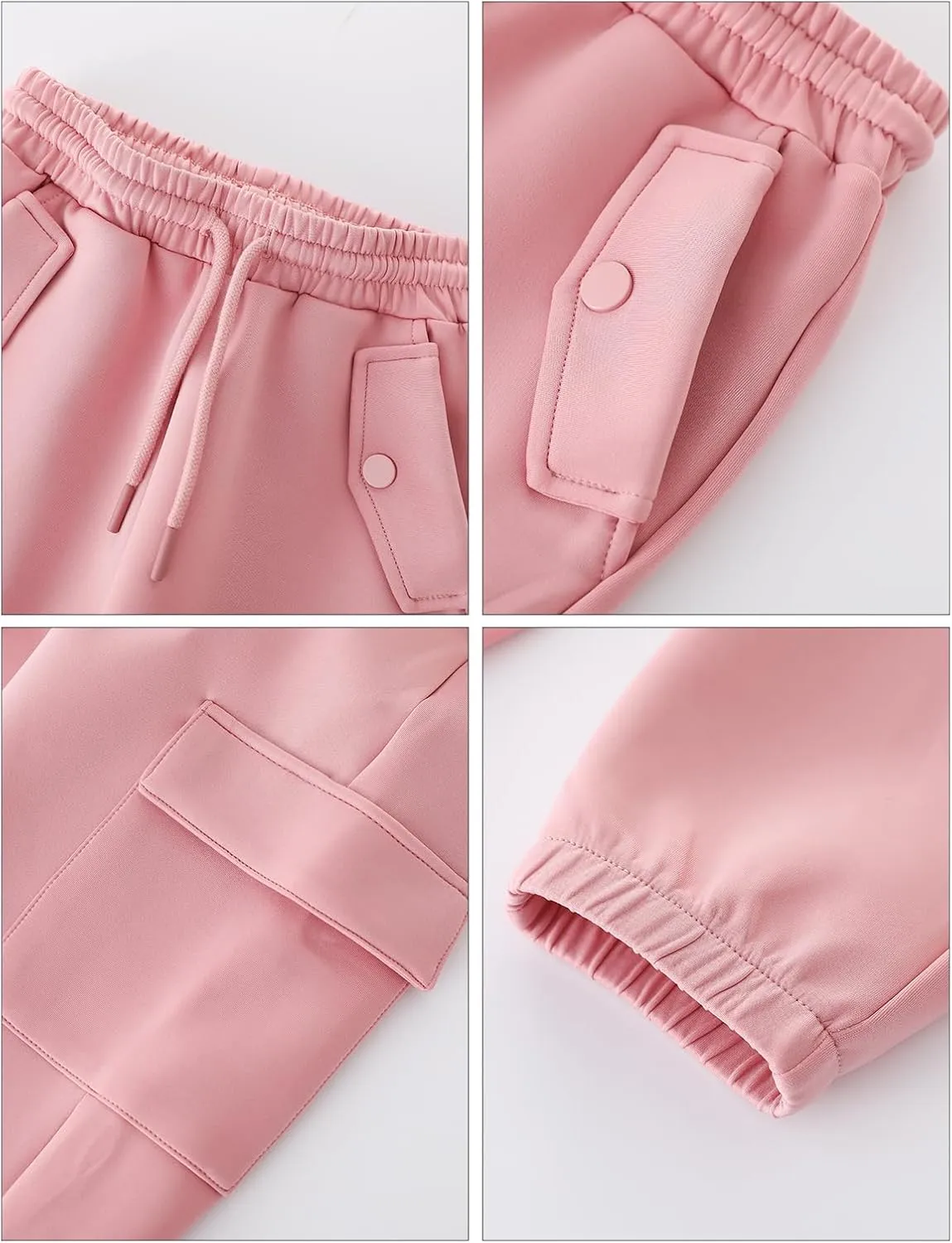 Girls Cargo Pants Joggers, Quick Dry Casual Hiking Pants Slim Fit with Pockets Drawstring High Waisted, 8-14Y