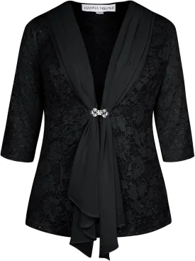Hanna Nikole Women Plus Size Outfits Lace Tank Tops Sequin Cardigan 2 Pcs Sets for Wedding Guest