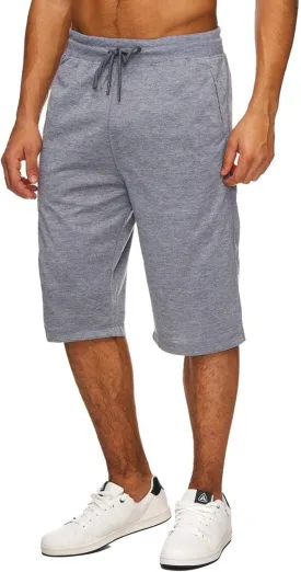 Hidyliu Mens Elastic Waist Drawstring Workout Gym Joggers 3/4 Shorts Summer Casual Sweat Short Pants with Pockets