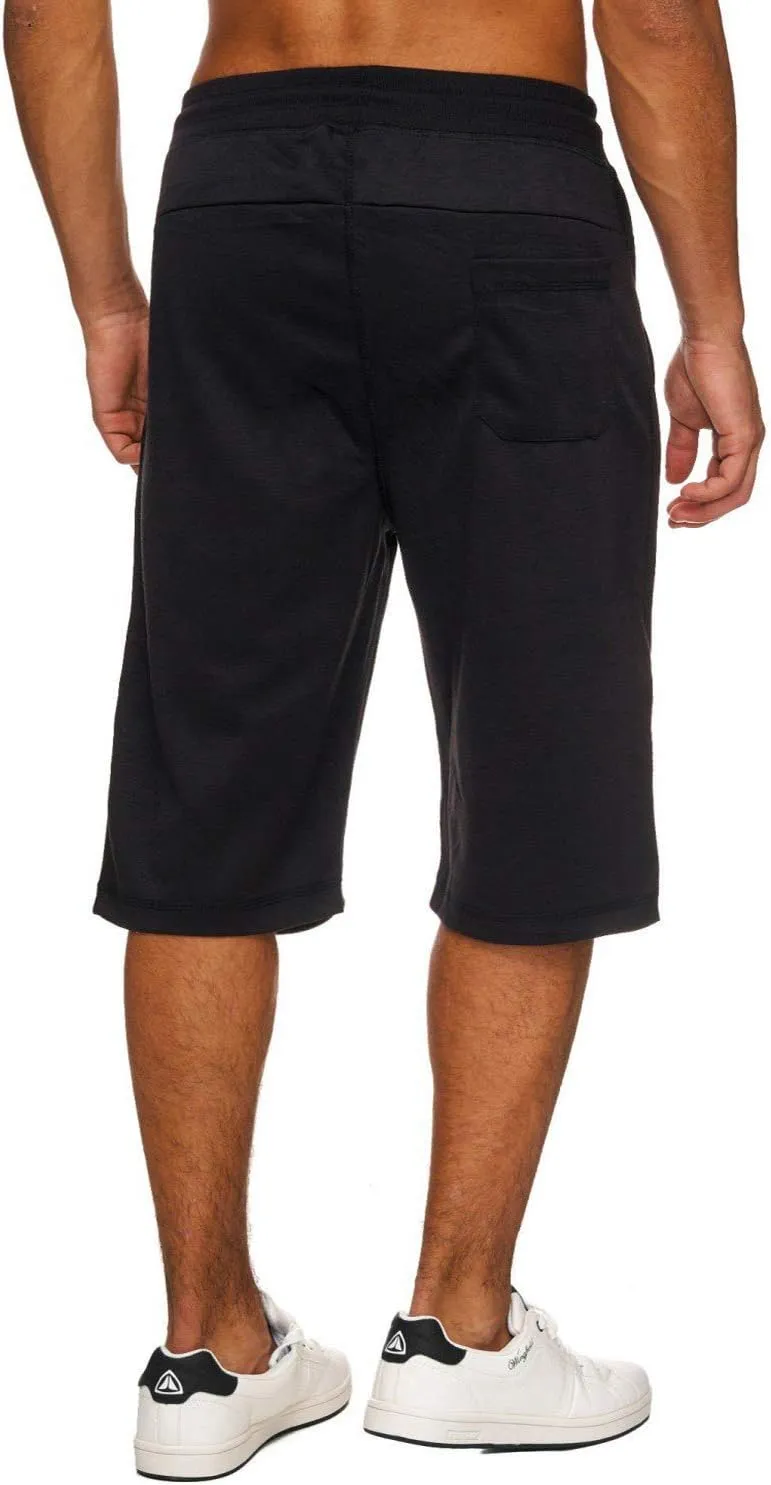 Hidyliu Mens Elastic Waist Drawstring Workout Gym Joggers 3/4 Shorts Summer Casual Sweat Short Pants with Pockets