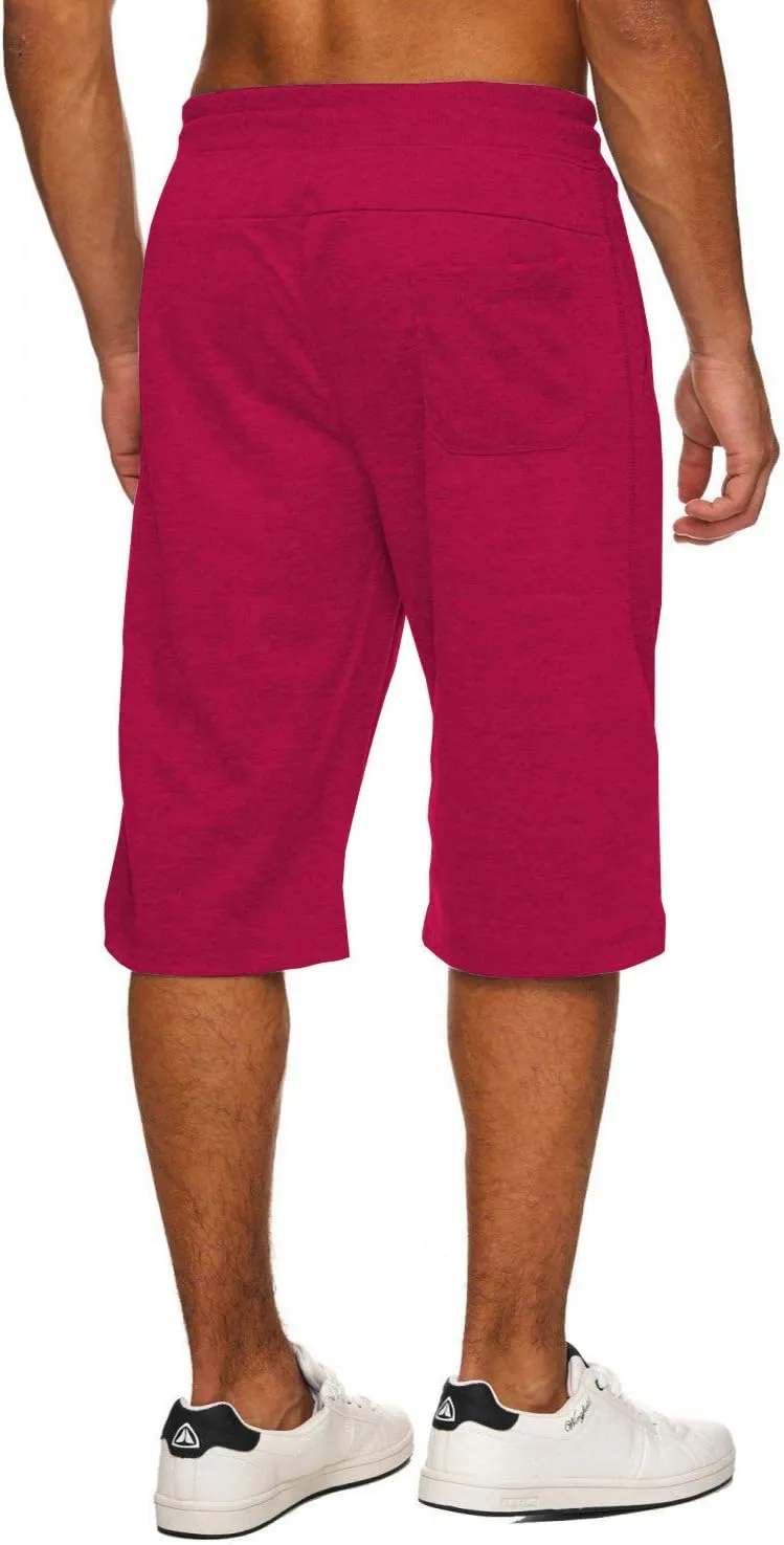 Hidyliu Mens Elastic Waist Drawstring Workout Gym Joggers 3/4 Shorts Summer Casual Sweat Short Pants with Pockets