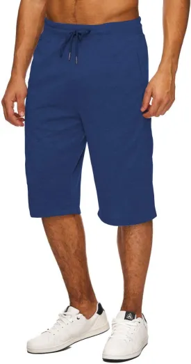 Hidyliu Mens Elastic Waist Drawstring Workout Gym Joggers 3/4 Shorts Summer Casual Sweat Short Pants with Pockets