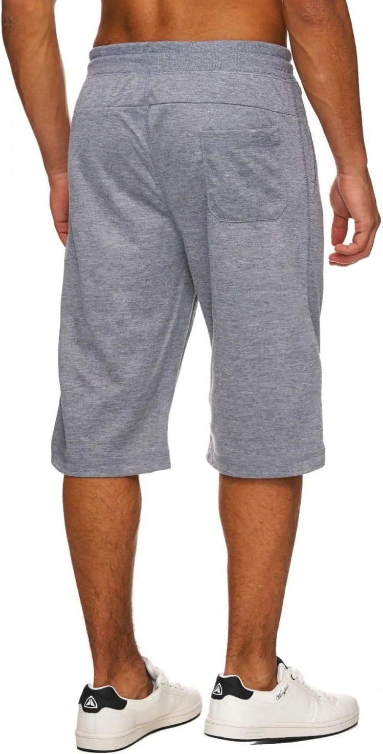 Hidyliu Mens Elastic Waist Drawstring Workout Gym Joggers 3/4 Shorts Summer Casual Sweat Short Pants with Pockets