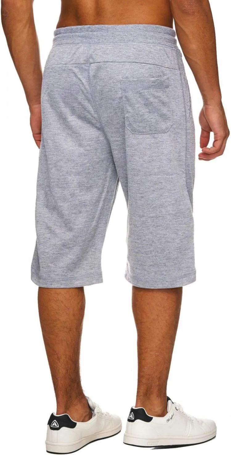 Hidyliu Mens Elastic Waist Drawstring Workout Gym Joggers 3/4 Shorts Summer Casual Sweat Short Pants with Pockets