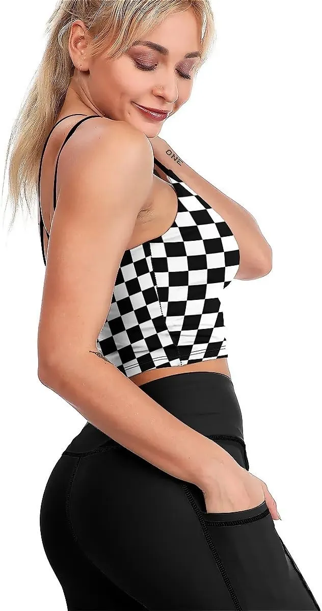 High Impact Sports Bras for Women Longline Padded Workout Running Crop Tops Support Yoga Tank Top