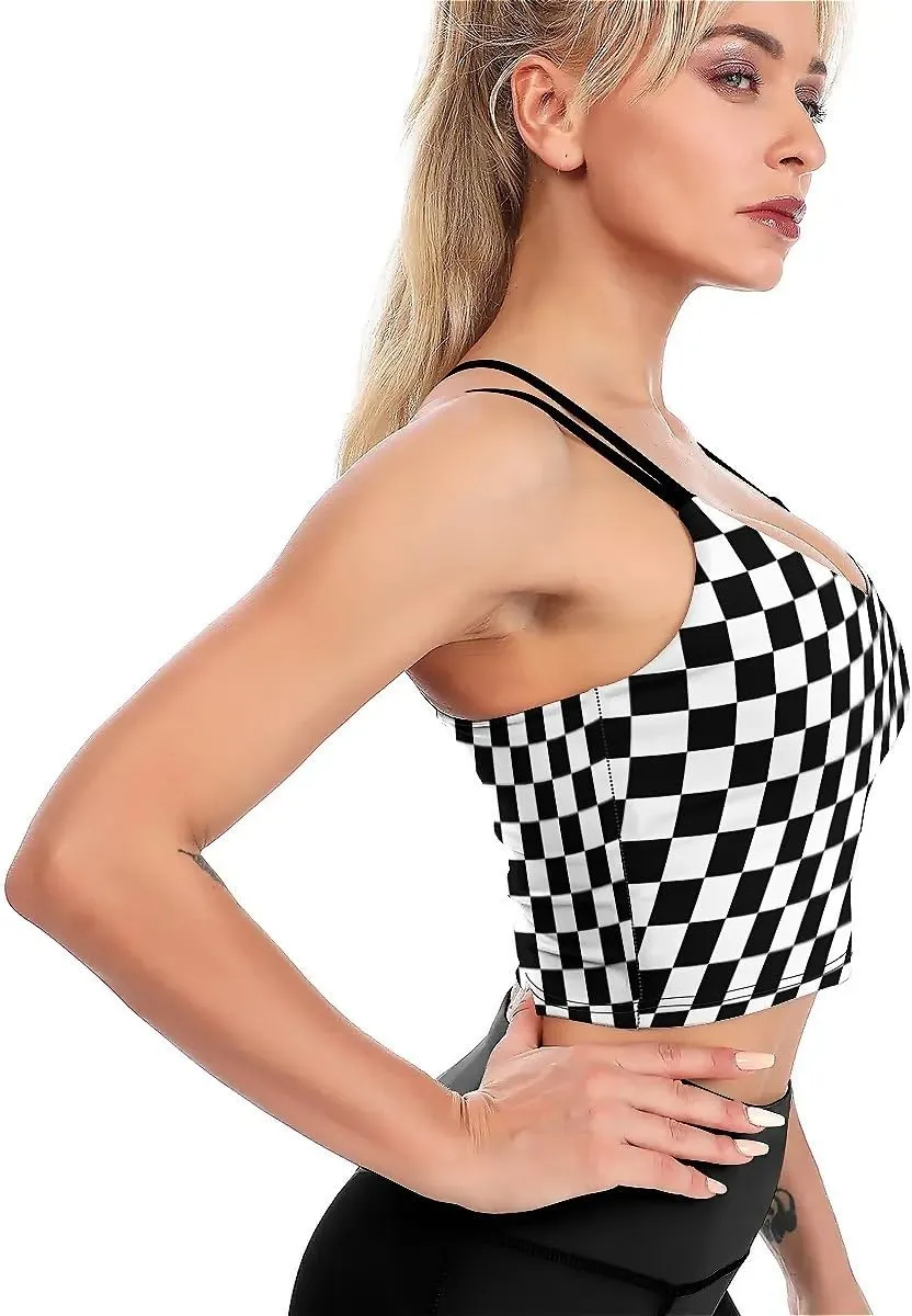 High Impact Sports Bras for Women Longline Padded Workout Running Crop Tops Support Yoga Tank Top