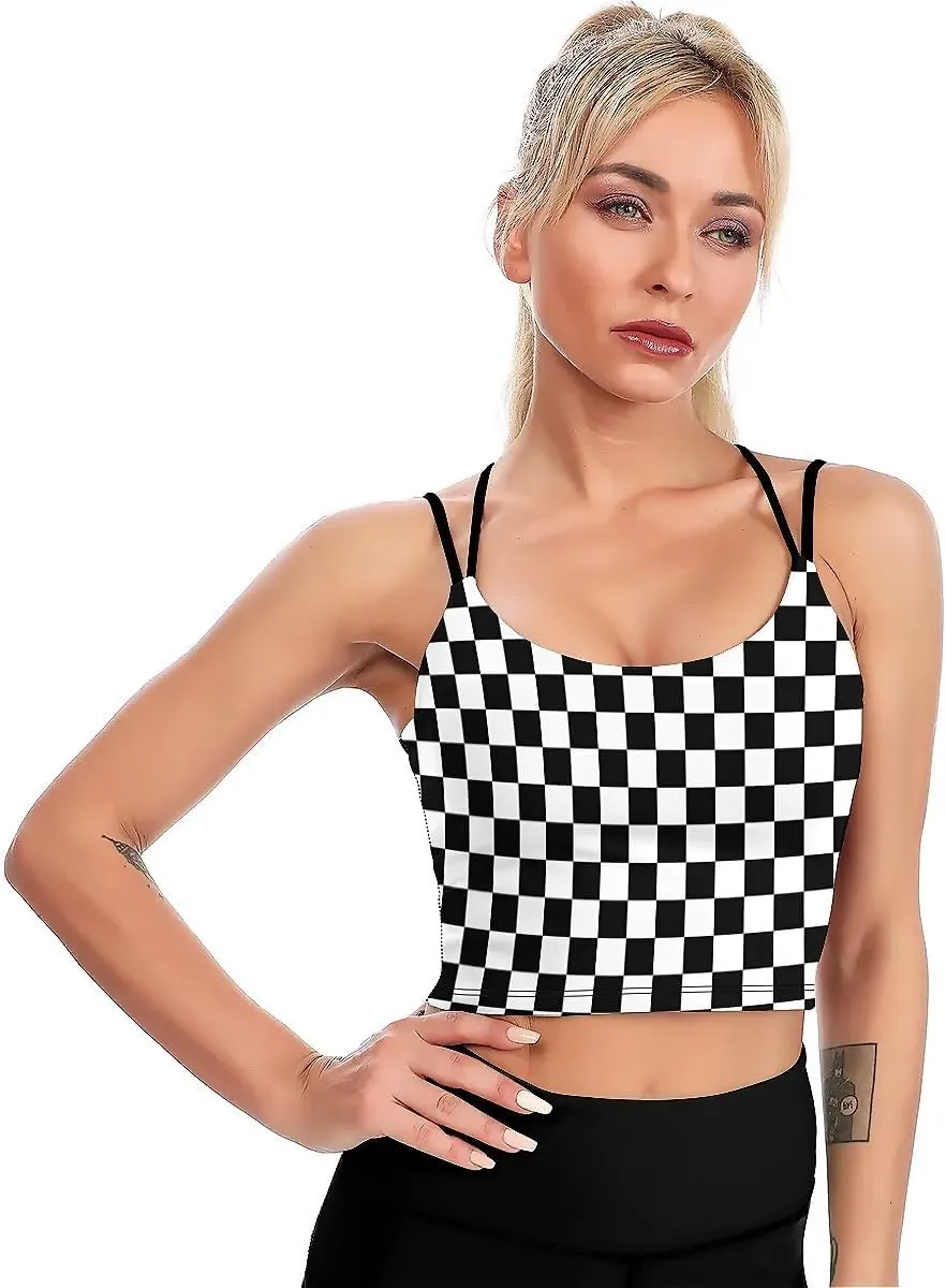 High Impact Sports Bras for Women Longline Padded Workout Running Crop Tops Support Yoga Tank Top