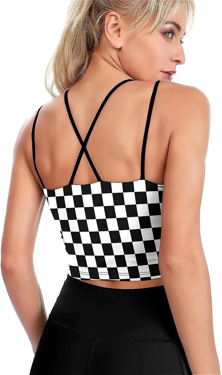 High Impact Sports Bras for Women Longline Padded Workout Running Crop Tops Support Yoga Tank Top