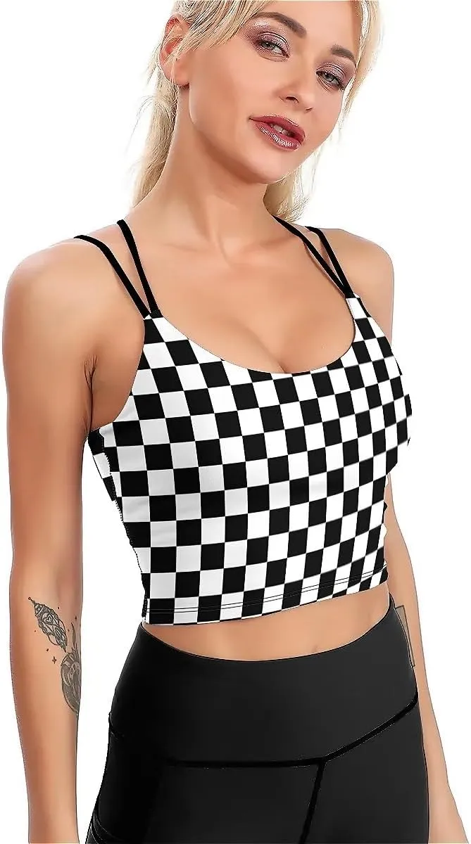 High Impact Sports Bras for Women Longline Padded Workout Running Crop Tops Support Yoga Tank Top