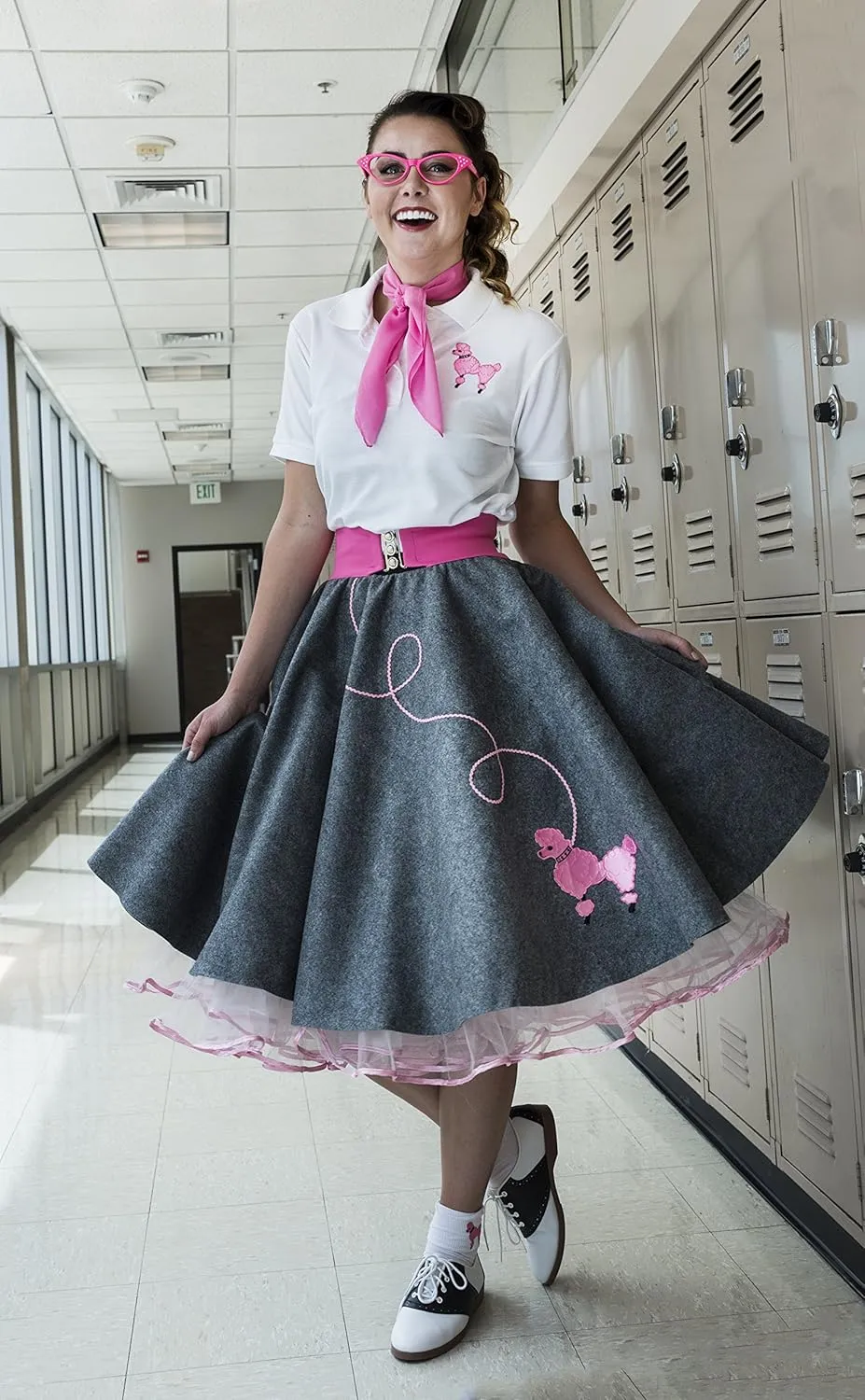 Hip Hop 50's Shop 50s Adult Poodle Skirt Costume Shirt Top with Applique for Women