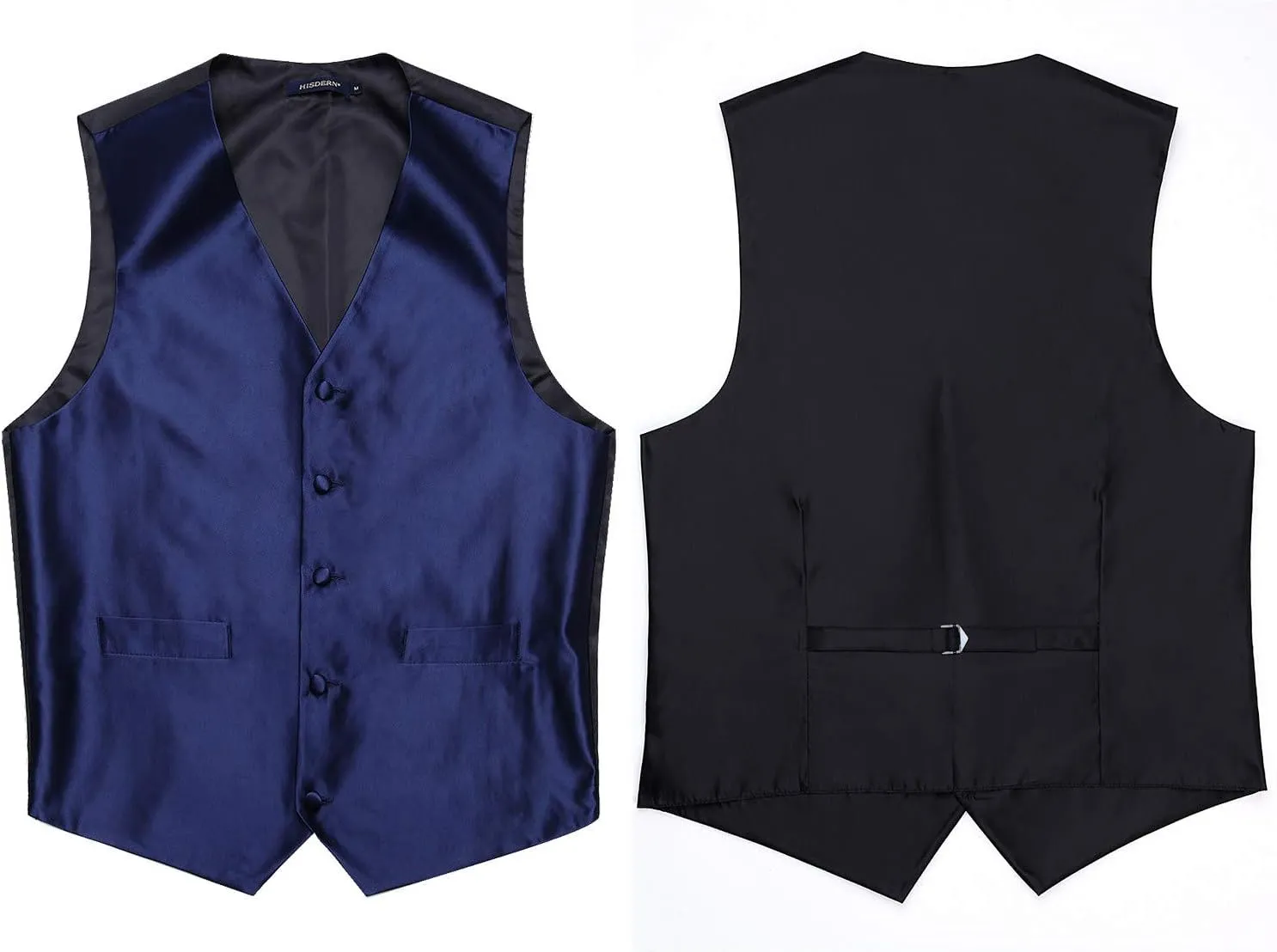 HISDERN 3PC Men's Paisley Floral Jacquard Suit Vest & Necktie and Pocket Square Formal Waistcoat for Tuxedo Wedding Party