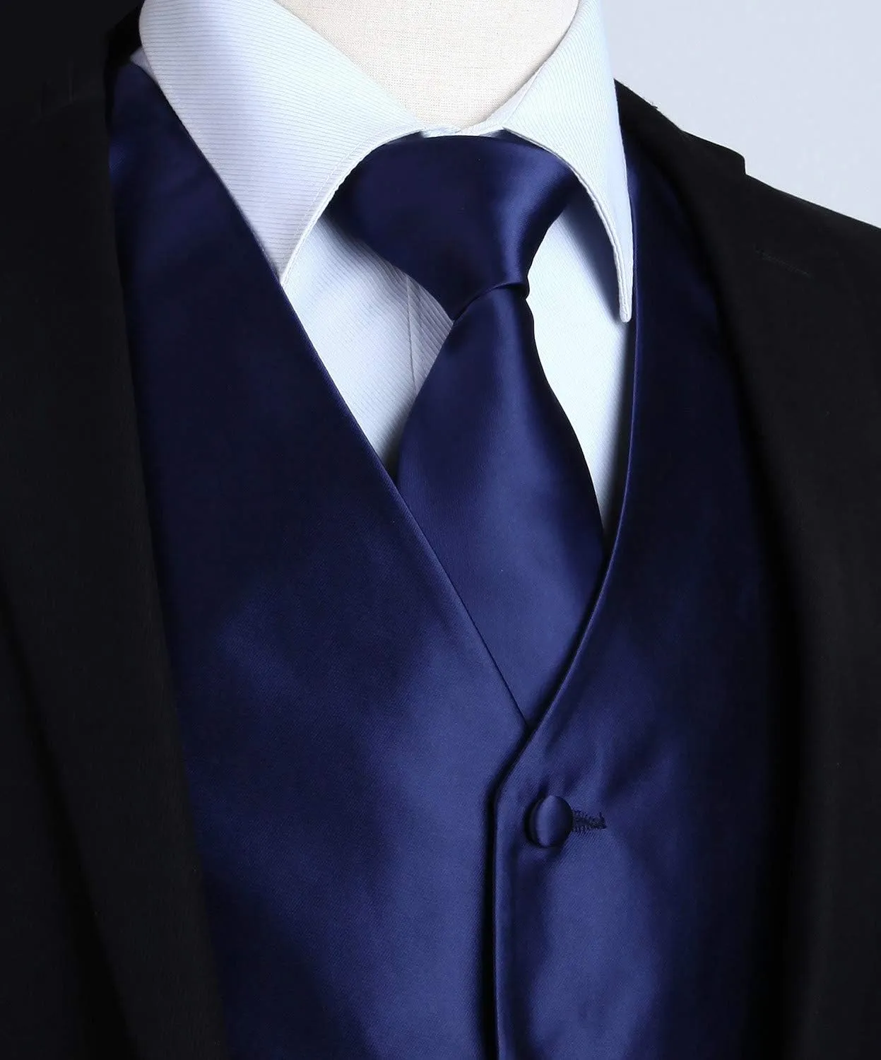 HISDERN 3PC Men's Paisley Floral Jacquard Suit Vest & Necktie and Pocket Square Formal Waistcoat for Tuxedo Wedding Party