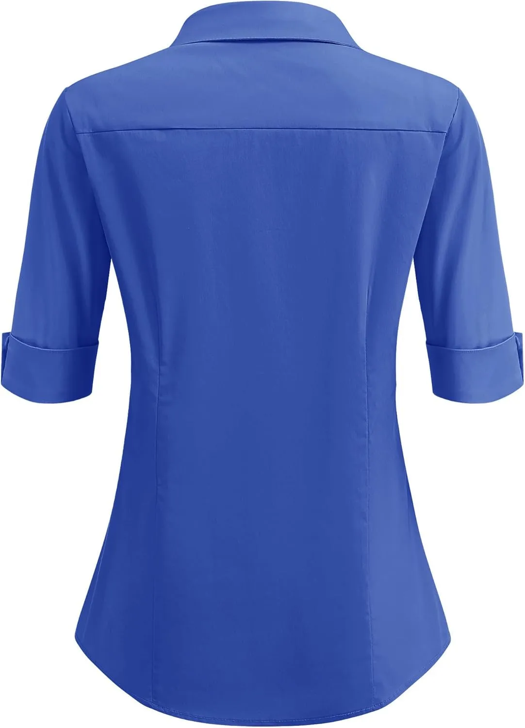 HOTOUCH Women's Basic Button Down Shirts 3/4 Sleeve Stretch Button Up Dress Shirt Slim Fit Waitress Work Shirts