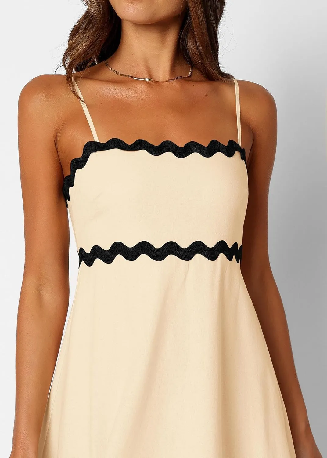 KIRUNDO Womens Summer Dresses 2025 Boho Spaghetti Strap Sleeveless Smocked Rickrack Trim Flowy Beach Vacation Midi Sundress