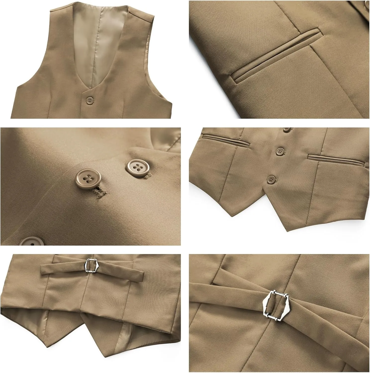 Lamgool Boys Suit 3 Piece Slim Fit Tuxedo Double Breasted Kids Formal Outfit Set with Blazer Vest Pant for Wedding Prom Party
