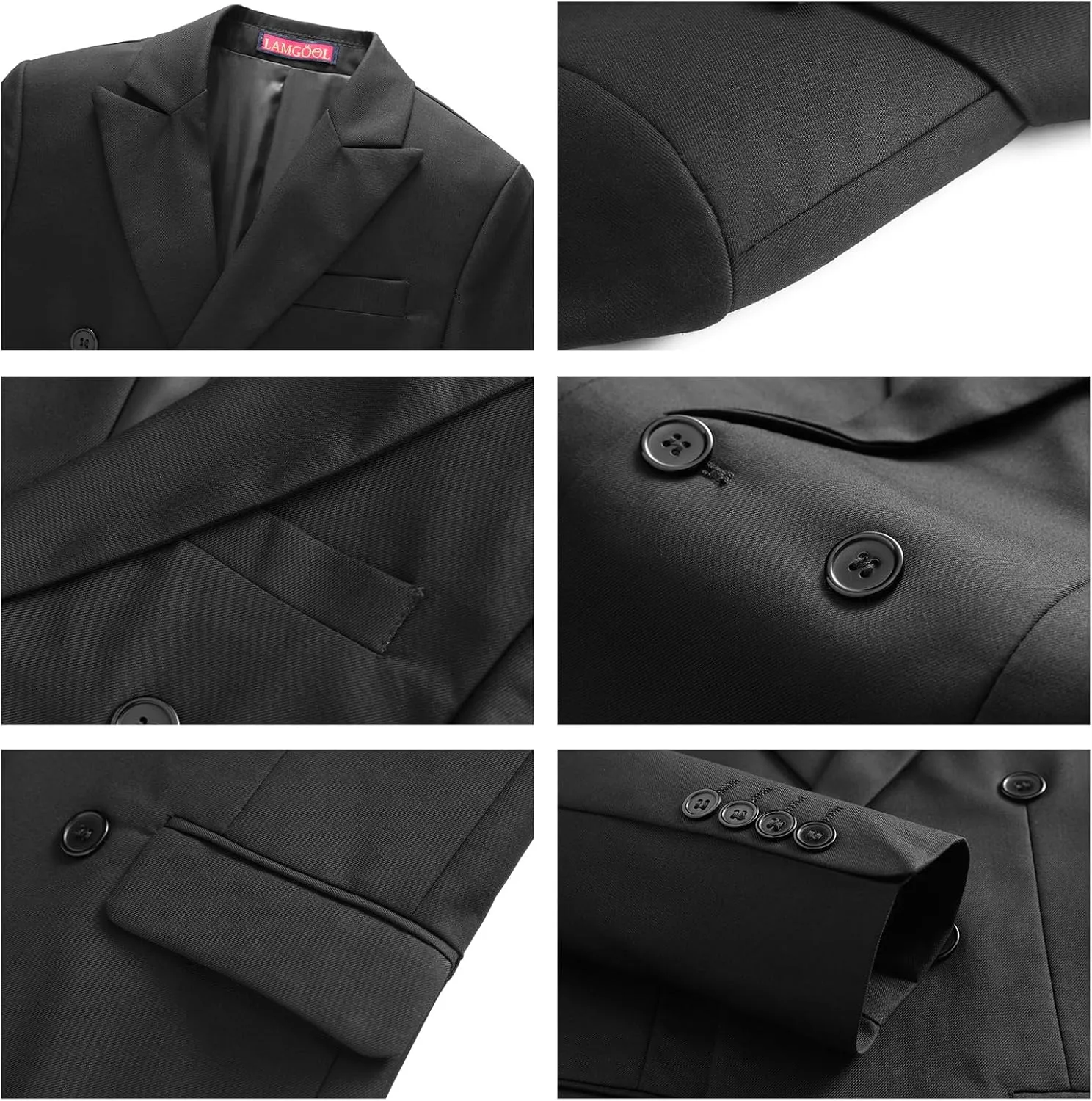 Lamgool Boys Suit 3 Piece Slim Fit Tuxedo Double Breasted Kids Formal Outfit Set with Blazer Vest Pant for Wedding Prom Party