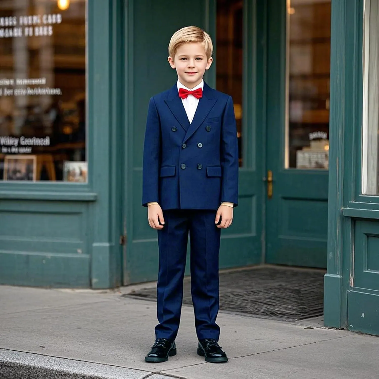 Lamgool Boys Suit 3 Piece Slim Fit Tuxedo Double Breasted Kids Formal Outfit Set with Blazer Vest Pant for Wedding Prom Party