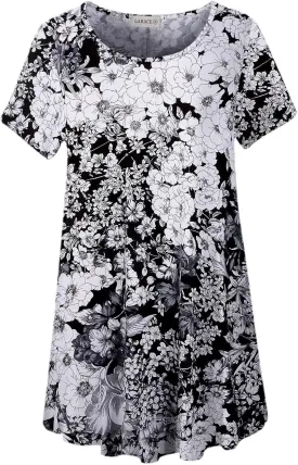 LARACE Plus Size Tops for Women Short Sleeve Shirts Casual Summer Clothes Round Neck Tunics for Leggings
