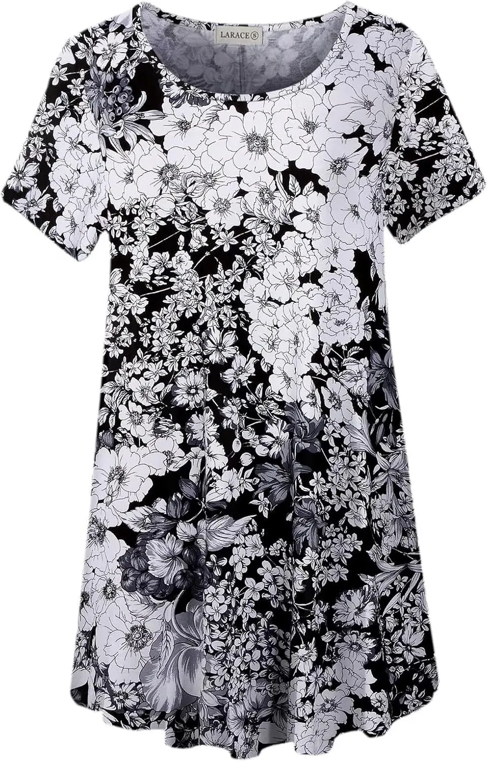 LARACE Plus Size Tops for Women Short Sleeve Shirts Casual Summer Clothes Round Neck Tunics for Leggings
