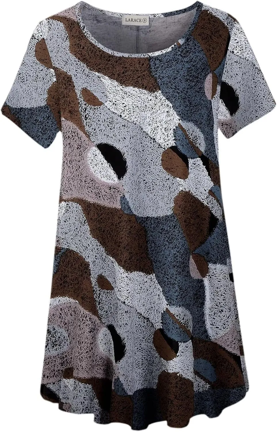 LARACE Plus Size Tops for Women Short Sleeve Shirts Casual Summer Clothes Round Neck Tunics for Leggings