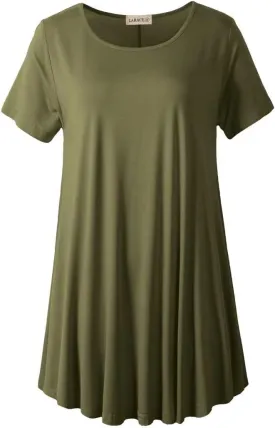 LARACE Plus Size Tops for Women Short Sleeve Shirts Casual Summer Clothes Round Neck Tunics for Leggings