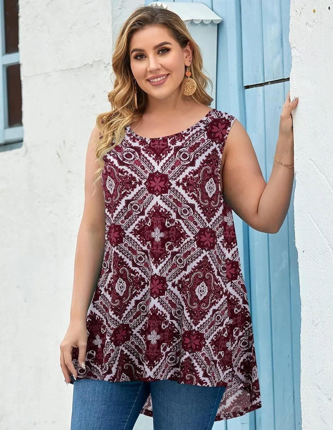 LARACE Tank Tops for Women Plus Size Sleevelss Tunic Casual Summer Clothes Swing Shirts for Leggings
