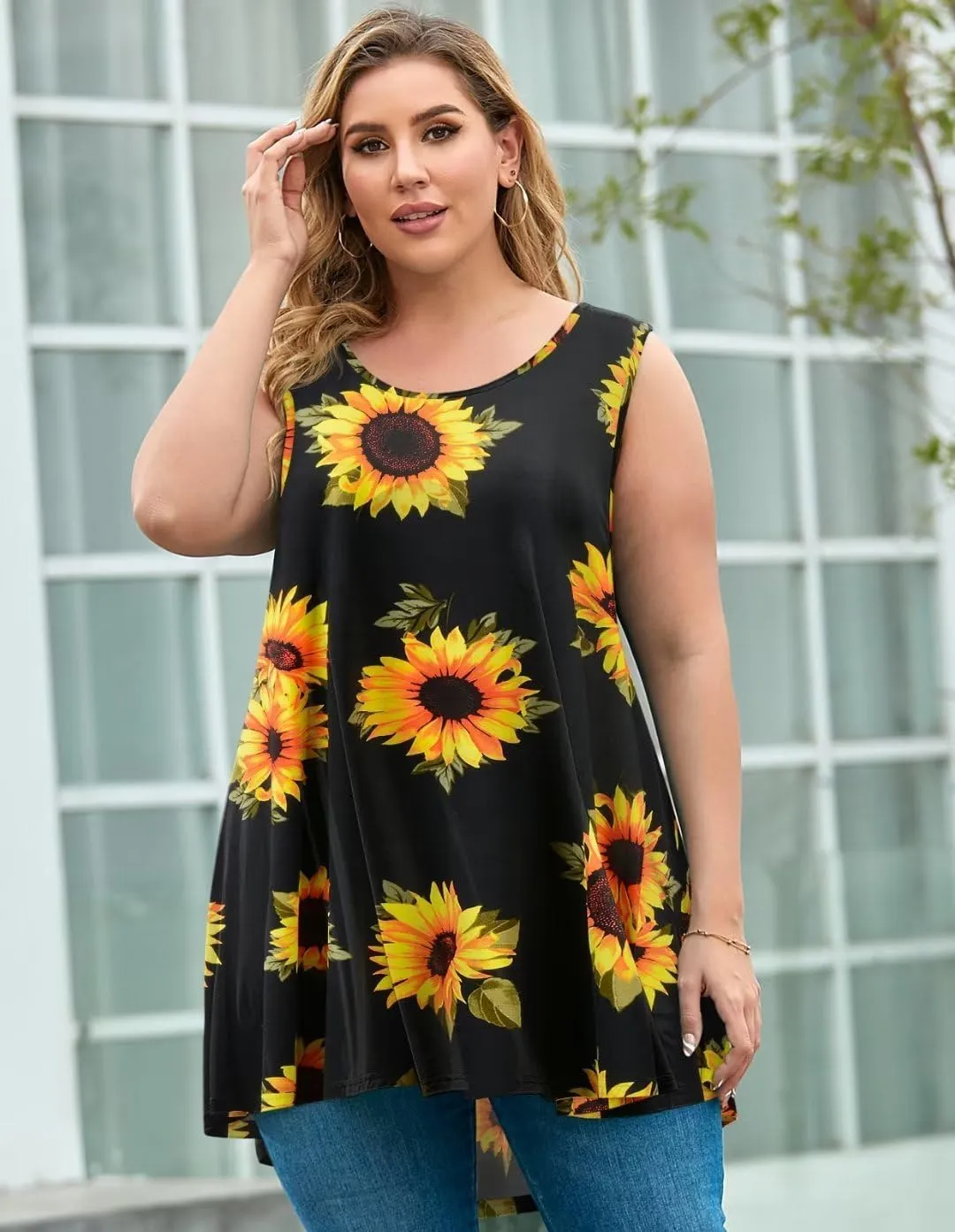 LARACE Tank Tops for Women Plus Size Sleevelss Tunic Casual Summer Clothes Swing Shirts for Leggings