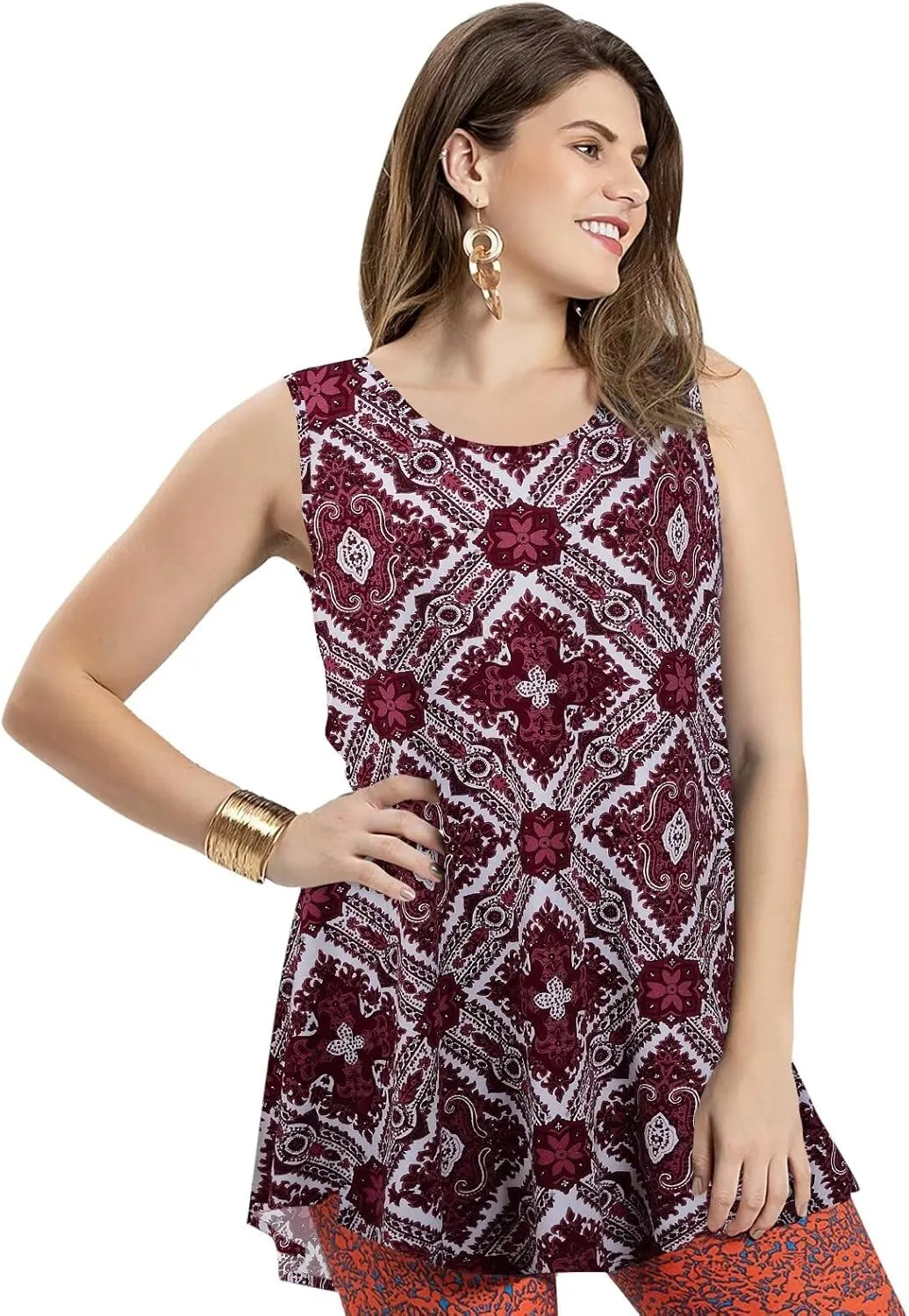 LARACE Tank Tops for Women Plus Size Sleevelss Tunic Casual Summer Clothes Swing Shirts for Leggings