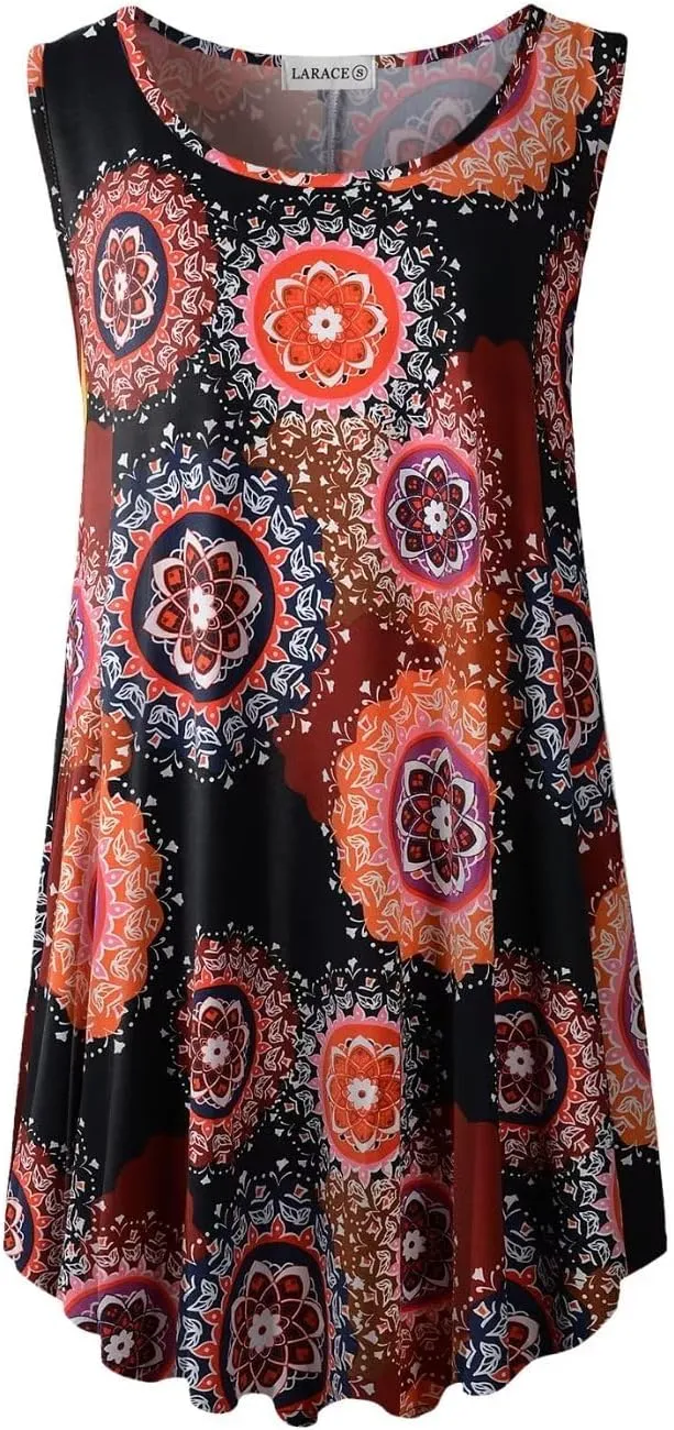 LARACE Tank Tops for Women Plus Size Sleevelss Tunic Casual Summer Clothes Swing Shirts for Leggings