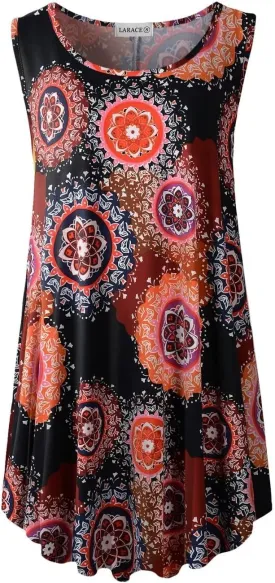 LARACE Tank Tops for Women Plus Size Sleevelss Tunic Casual Summer Clothes Swing Shirts for Leggings