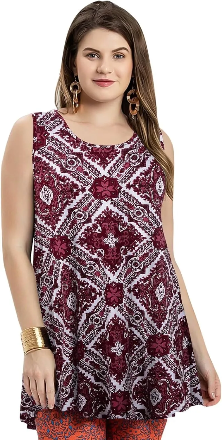 LARACE Tank Tops for Women Plus Size Sleevelss Tunic Casual Summer Clothes Swing Shirts for Leggings