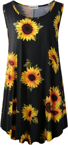 LARACE Tank Tops for Women Plus Size Sleevelss Tunic Casual Summer Clothes Swing Shirts for Leggings