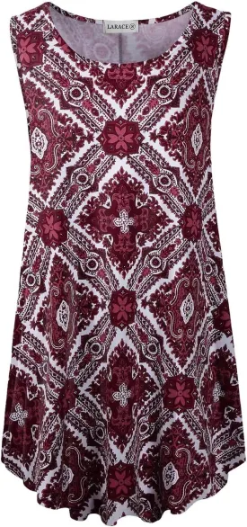 LARACE Tank Tops for Women Plus Size Sleevelss Tunic Casual Summer Clothes Swing Shirts for Leggings