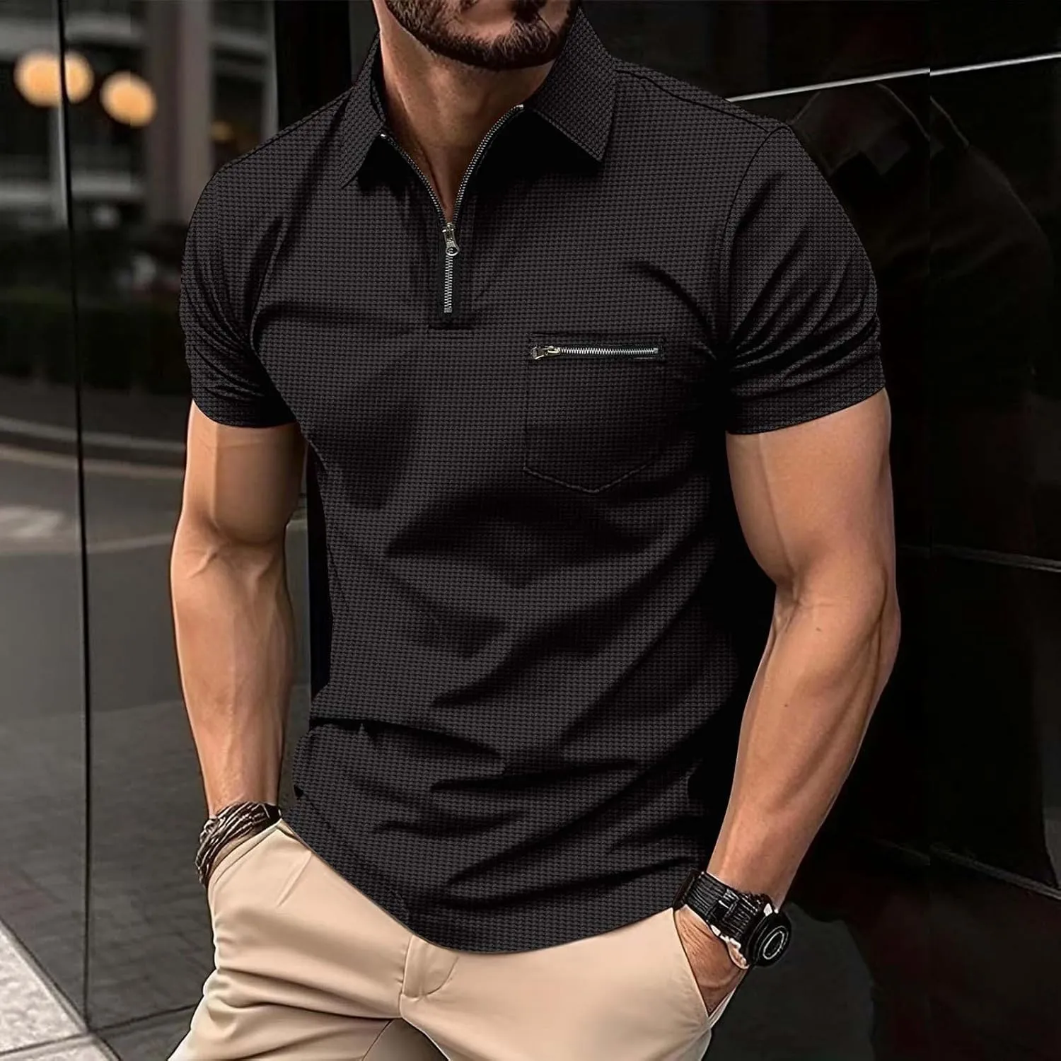 LCMTWX Polo Shirts for Men 2024 Button Up Shirt for Sports and Leisure Polo Shirts Polo Shirts for Men Men's Golf Polo Men