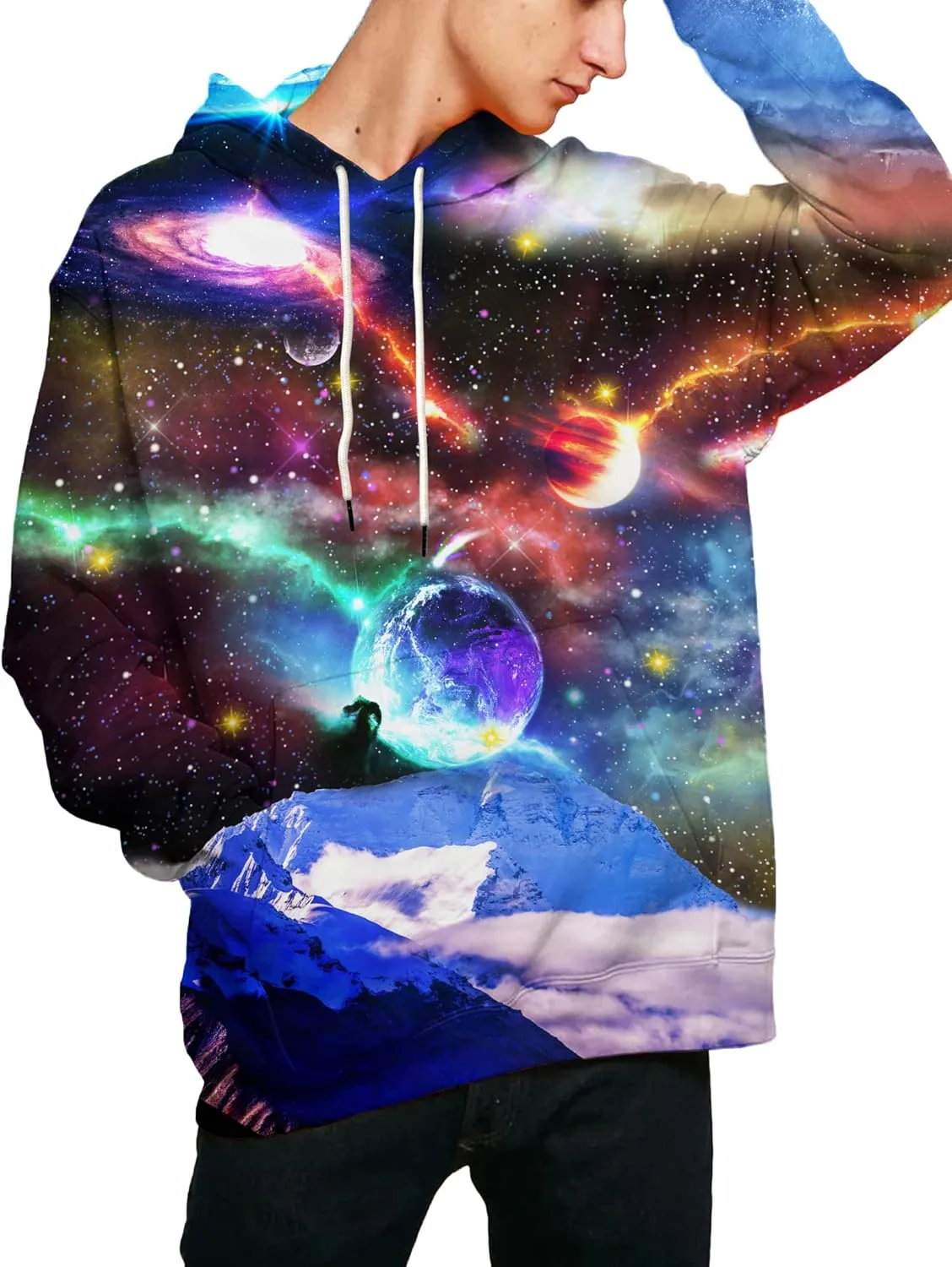 Linnhoy Unisex 3D Printed Hooded Sweatshirt Casual Pullover Hoodie with Big Pockets