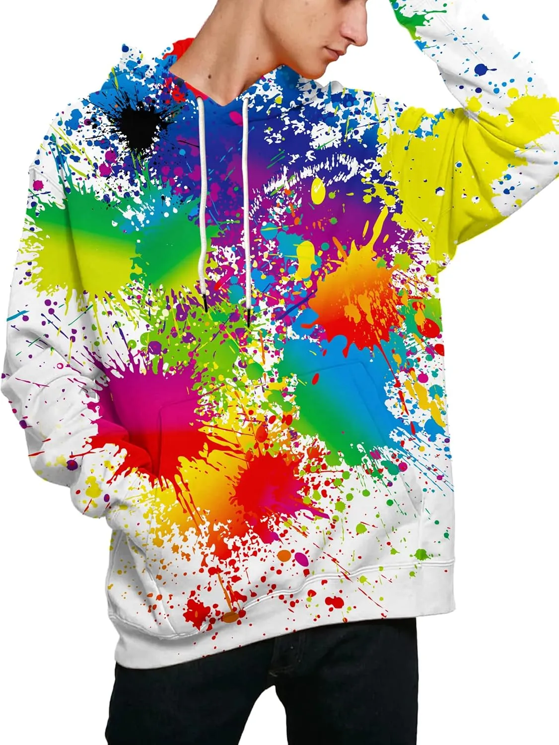 Linnhoy Unisex 3D Printed Hooded Sweatshirt Casual Pullover Hoodie with Big Pockets