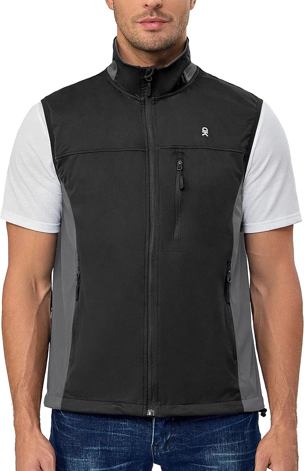 Little Donkey Andy Men's Softshell Vest, Lightweight Golf Vest Windproof Sleeveless Cycling Jacket for Running, Hiking