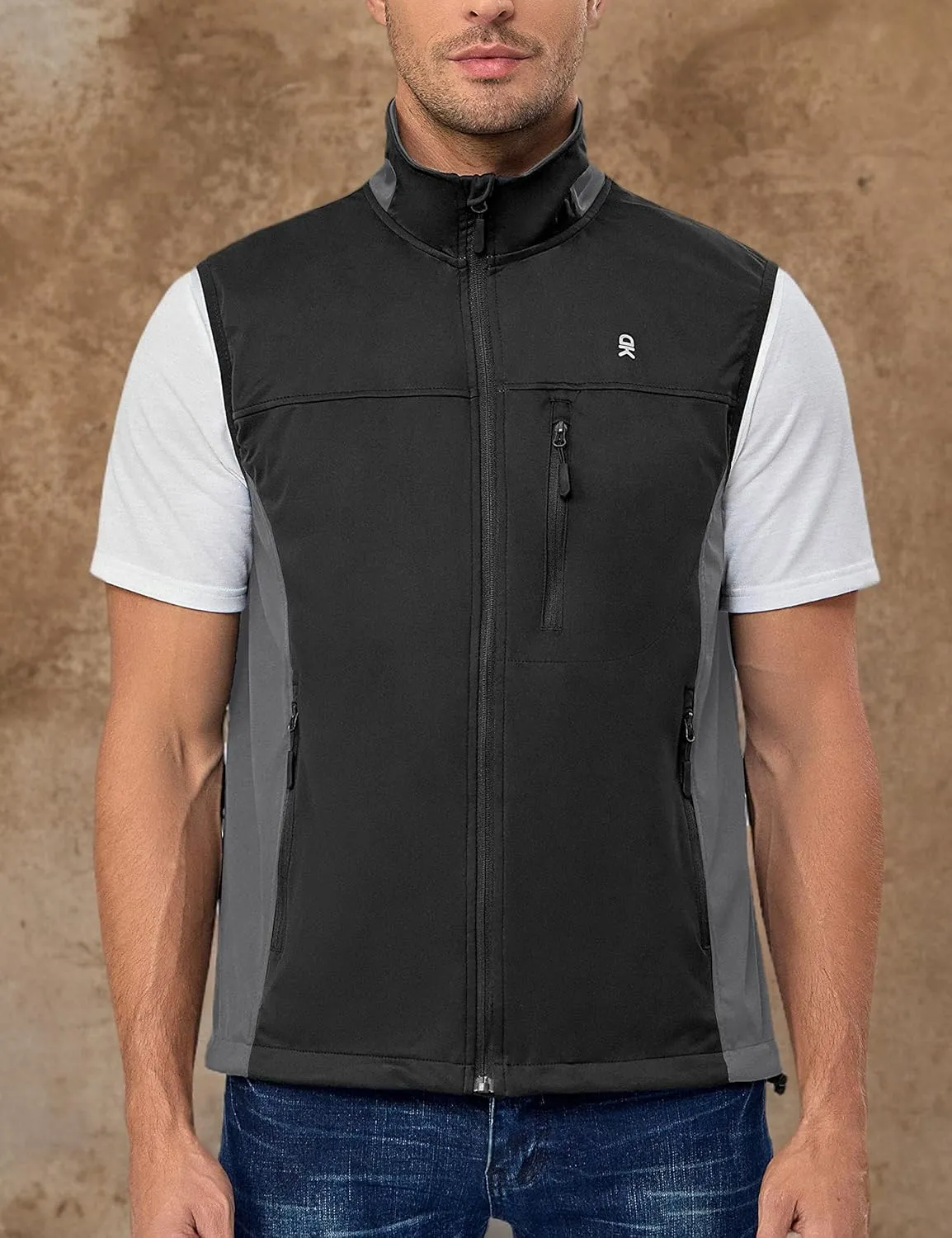 Little Donkey Andy Men's Softshell Vest, Lightweight Golf Vest Windproof Sleeveless Cycling Jacket for Running, Hiking
