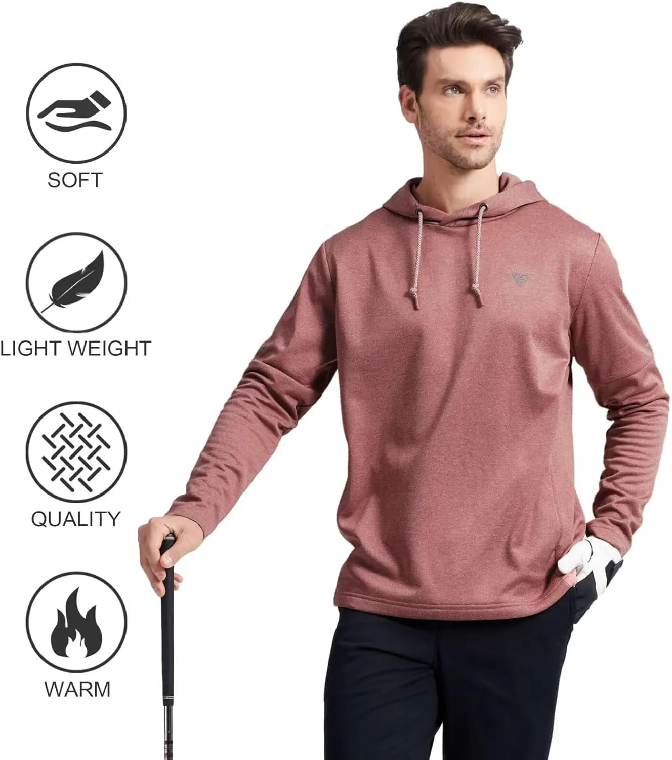 M MAELREG Hoodies for Men Golf Fleece Hooded Sweatshirts Dry Fit Athletic Lightweight Casual Midlayer Mens Hoodies Pullover