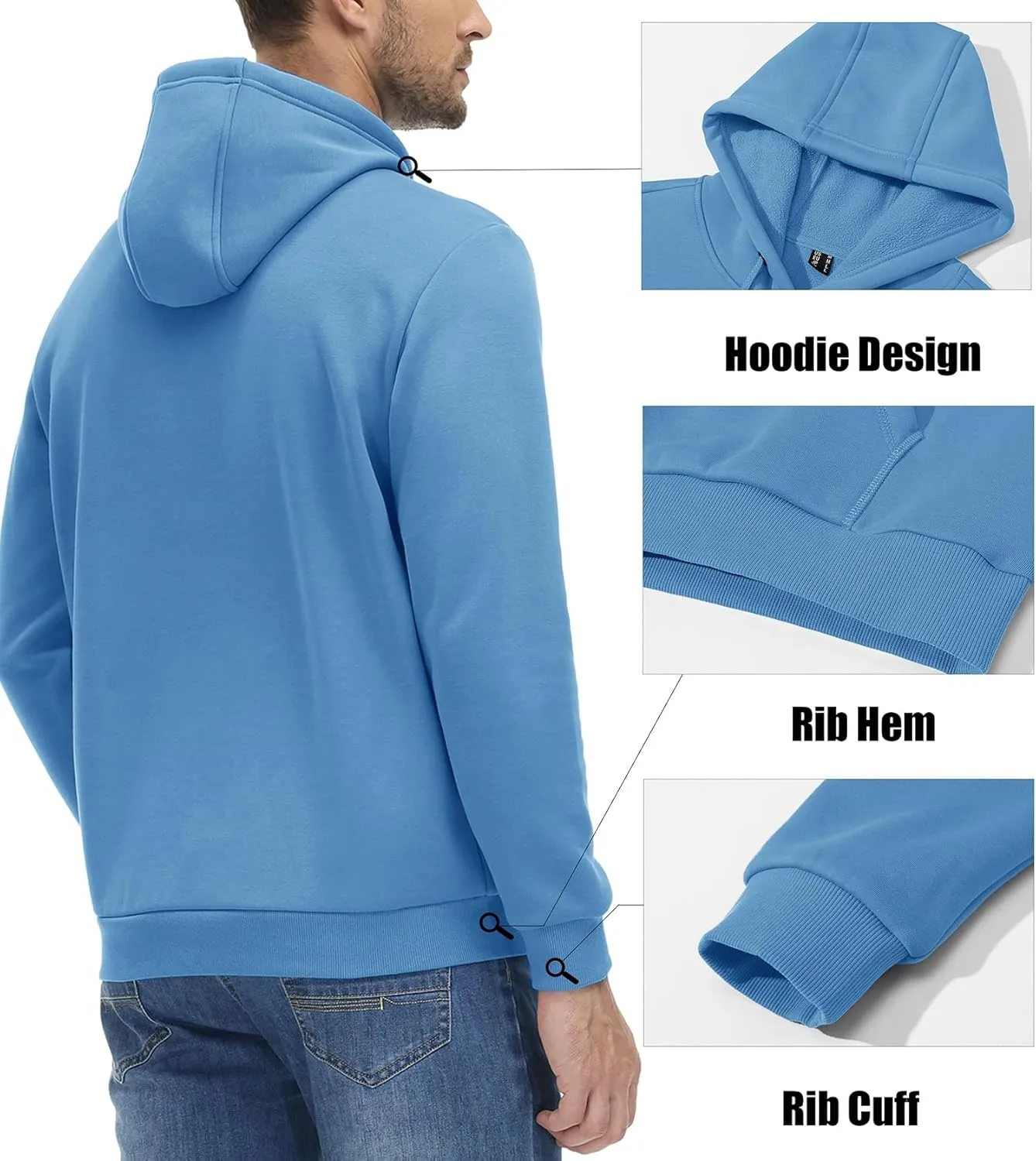 MAGCOMSEN Men's Active Hoodies Fleece Lined Sweatshirts Casual Athletic Workout Pullover With Kangaroo Pocket