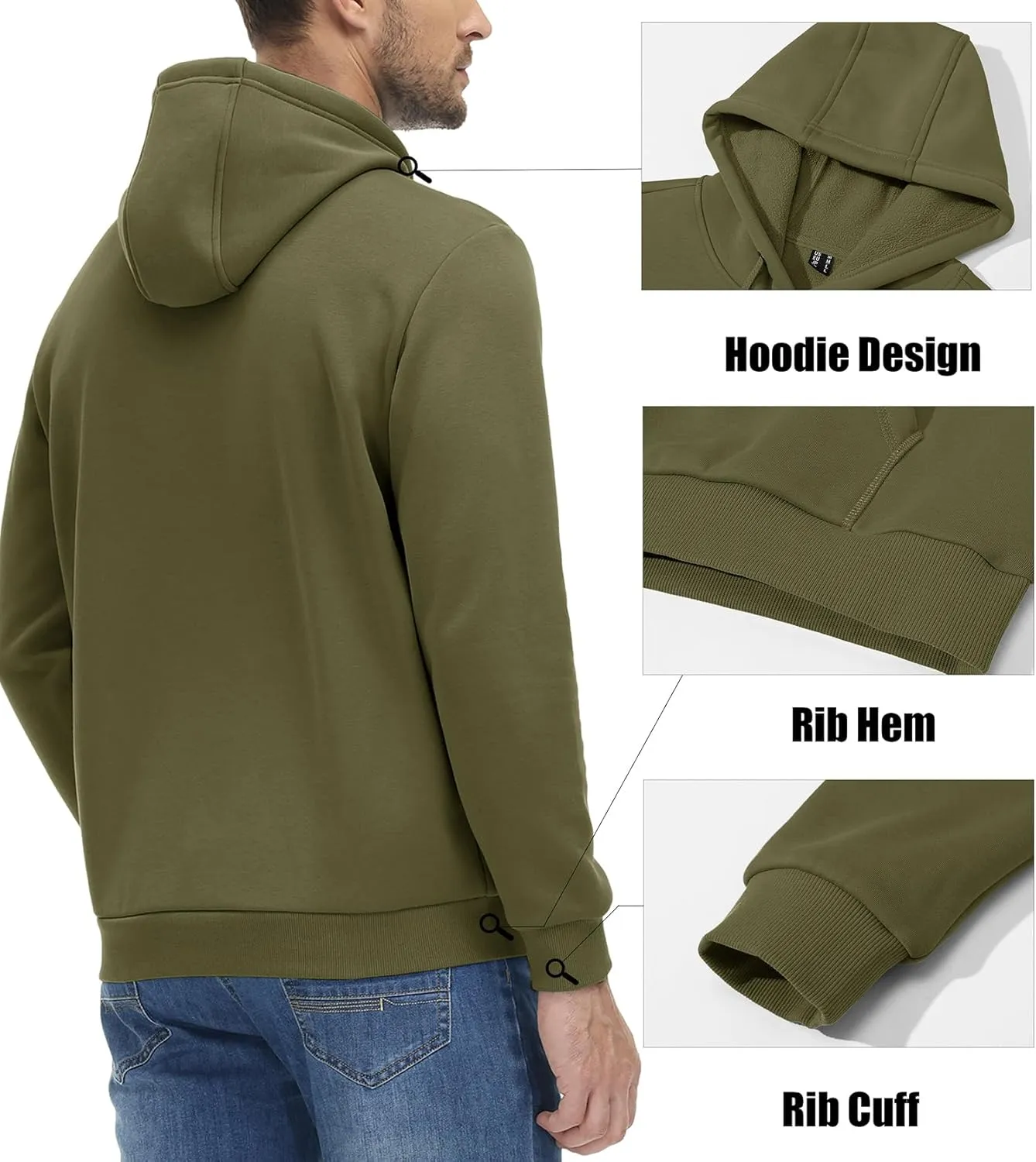 MAGCOMSEN Men's Active Hoodies Fleece Lined Sweatshirts Casual Athletic Workout Pullover With Kangaroo Pocket