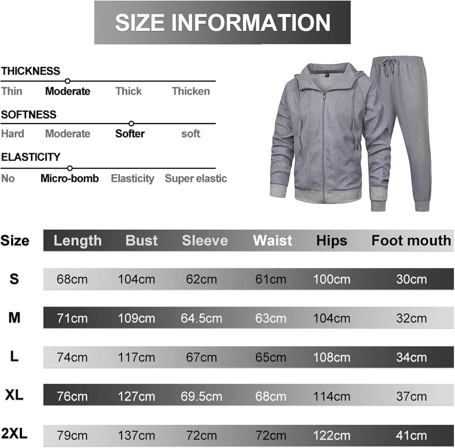 MANTORS Men's Hooded Athletic Tracksuit Full Zip Casual Jogging Gym Sweat Suits