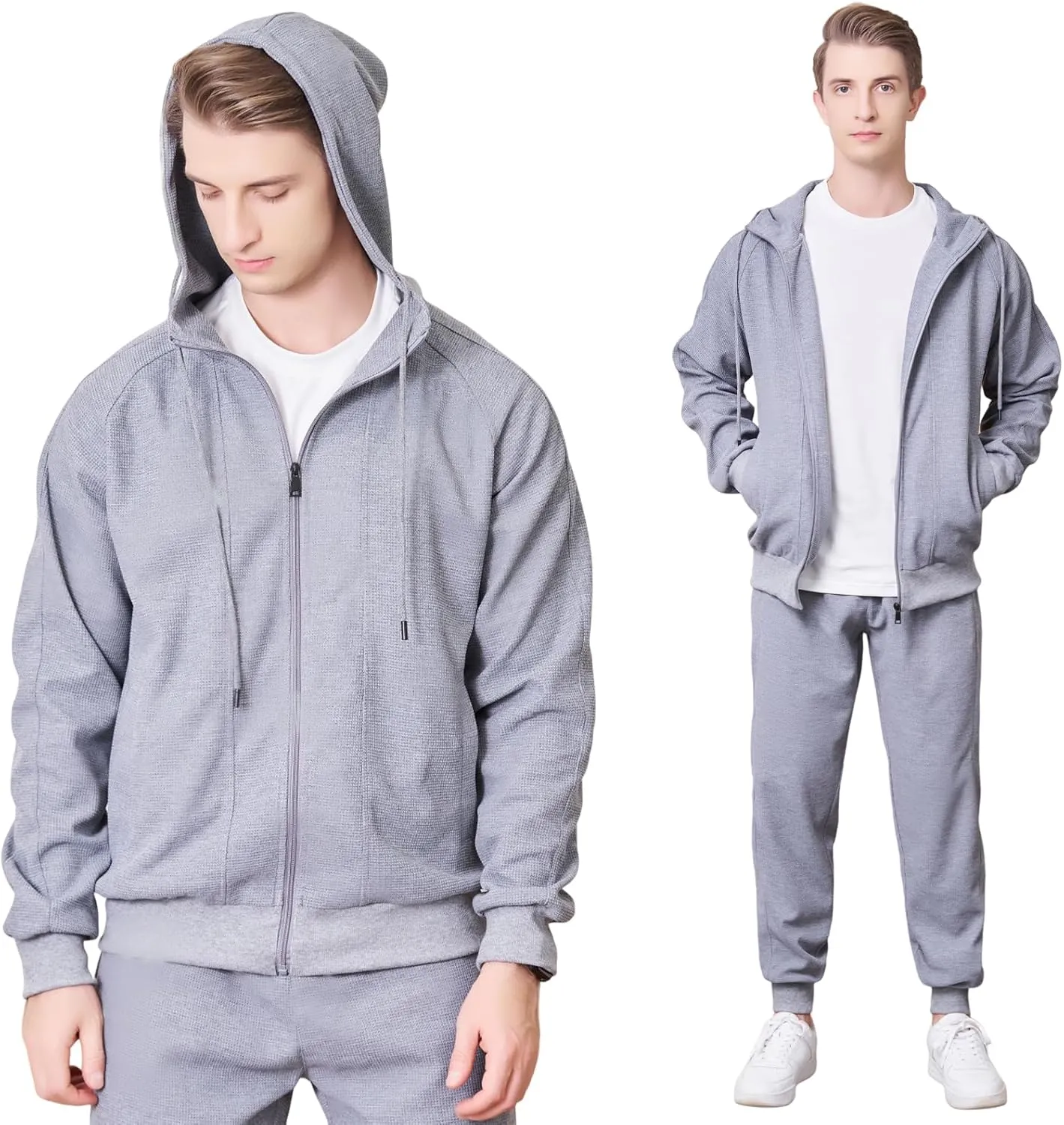 MANTORS Men's Hooded Athletic Tracksuit Full Zip Casual Jogging Gym Sweat Suits