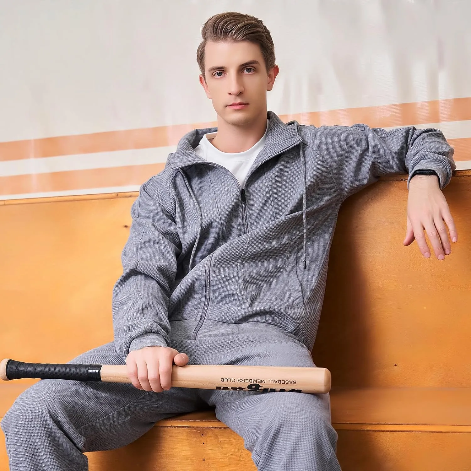 MANTORS Men's Hooded Athletic Tracksuit Full Zip Casual Jogging Gym Sweat Suits