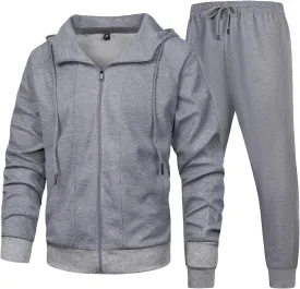 MANTORS Men's Hooded Athletic Tracksuit Full Zip Casual Jogging Gym Sweat Suits