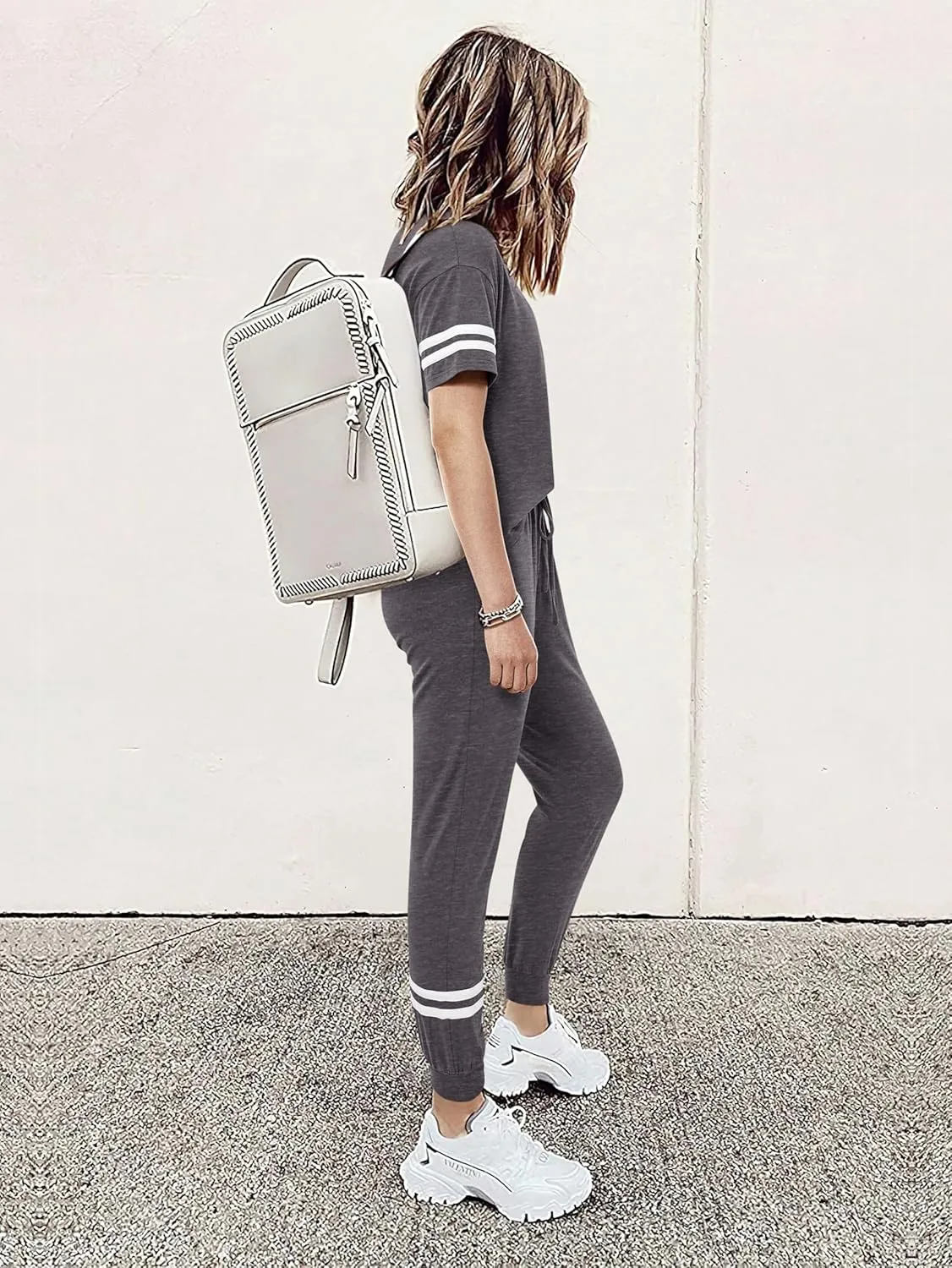 MASCOMODA 2 Piece Outfits for Women 2025 Summer Casual Quarter Zip Short Sleeve Tops Long Pants Tracksuit Jogger Lounge Sets