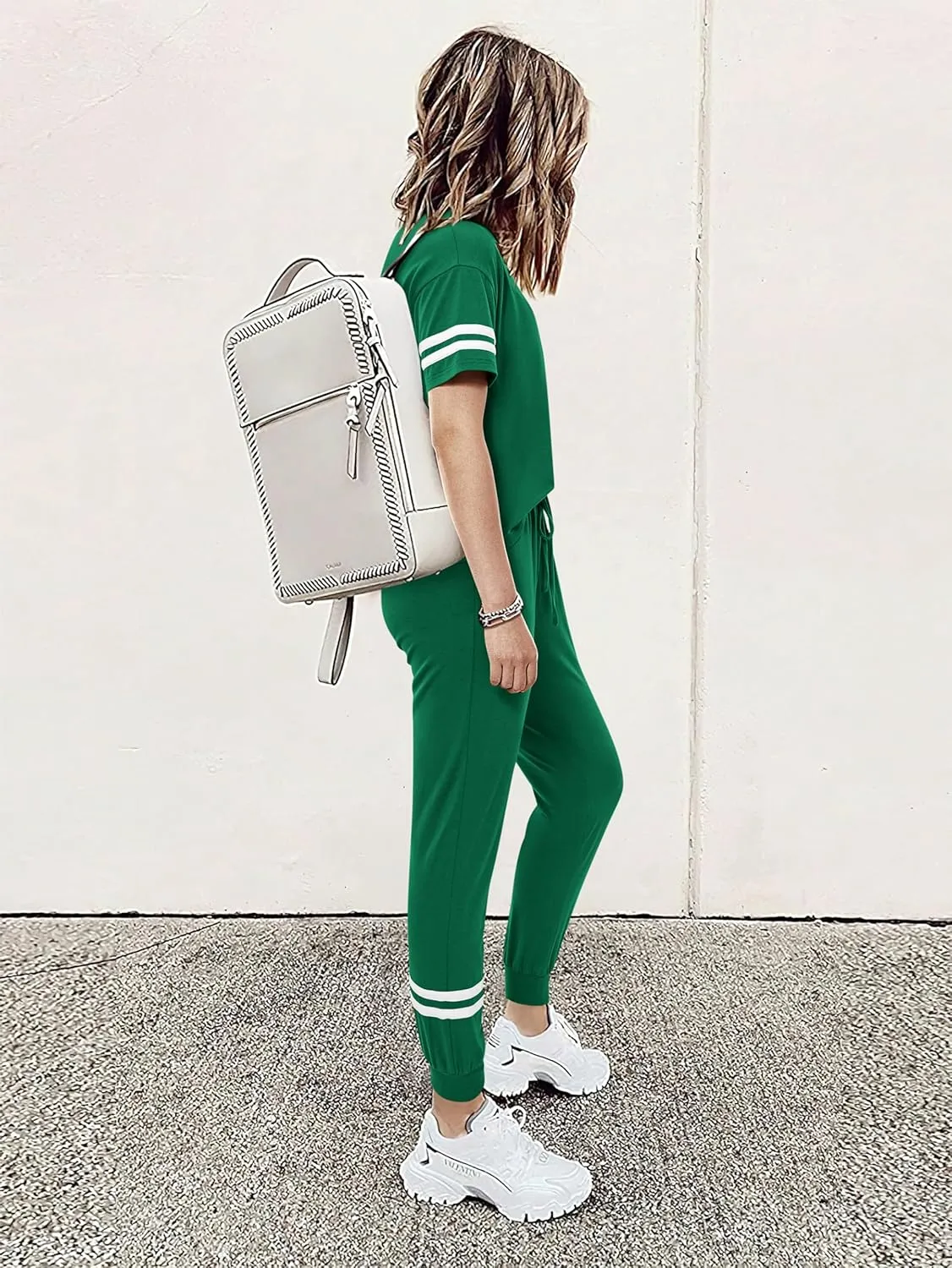 MASCOMODA 2 Piece Outfits for Women 2025 Summer Casual Quarter Zip Short Sleeve Tops Long Pants Tracksuit Jogger Lounge Sets