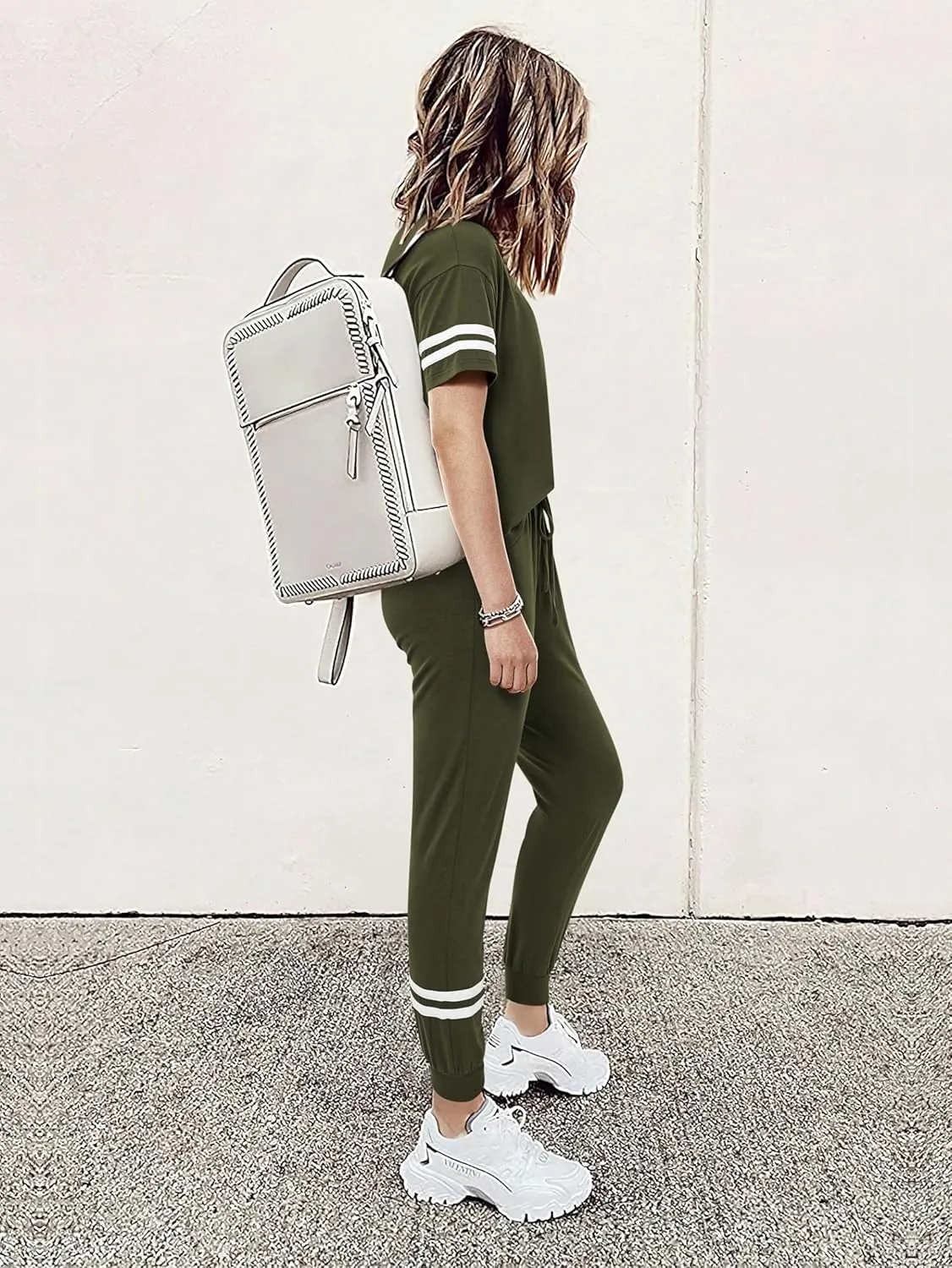 MASCOMODA 2 Piece Outfits for Women 2025 Summer Casual Quarter Zip Short Sleeve Tops Long Pants Tracksuit Jogger Lounge Sets