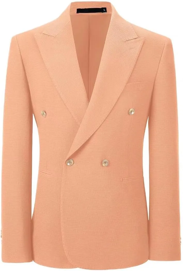 Men's Blazer Knitted Jacket Casual Light Weight Slim Fit Formal Wedding Prom Suit Retro Double-Breasted Jackets Sport Coats