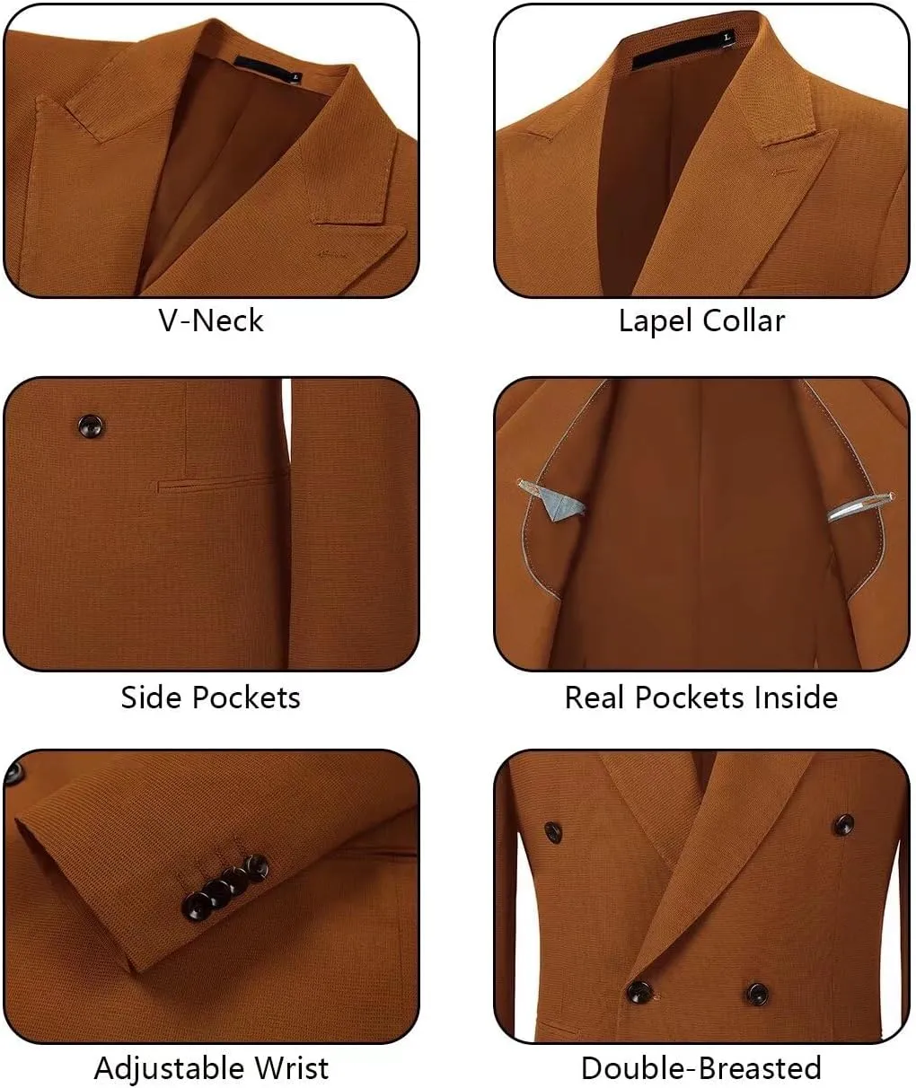 Men's Blazer Knitted Jacket Casual Light Weight Slim Fit Formal Wedding Prom Suit Retro Double-Breasted Jackets Sport Coats